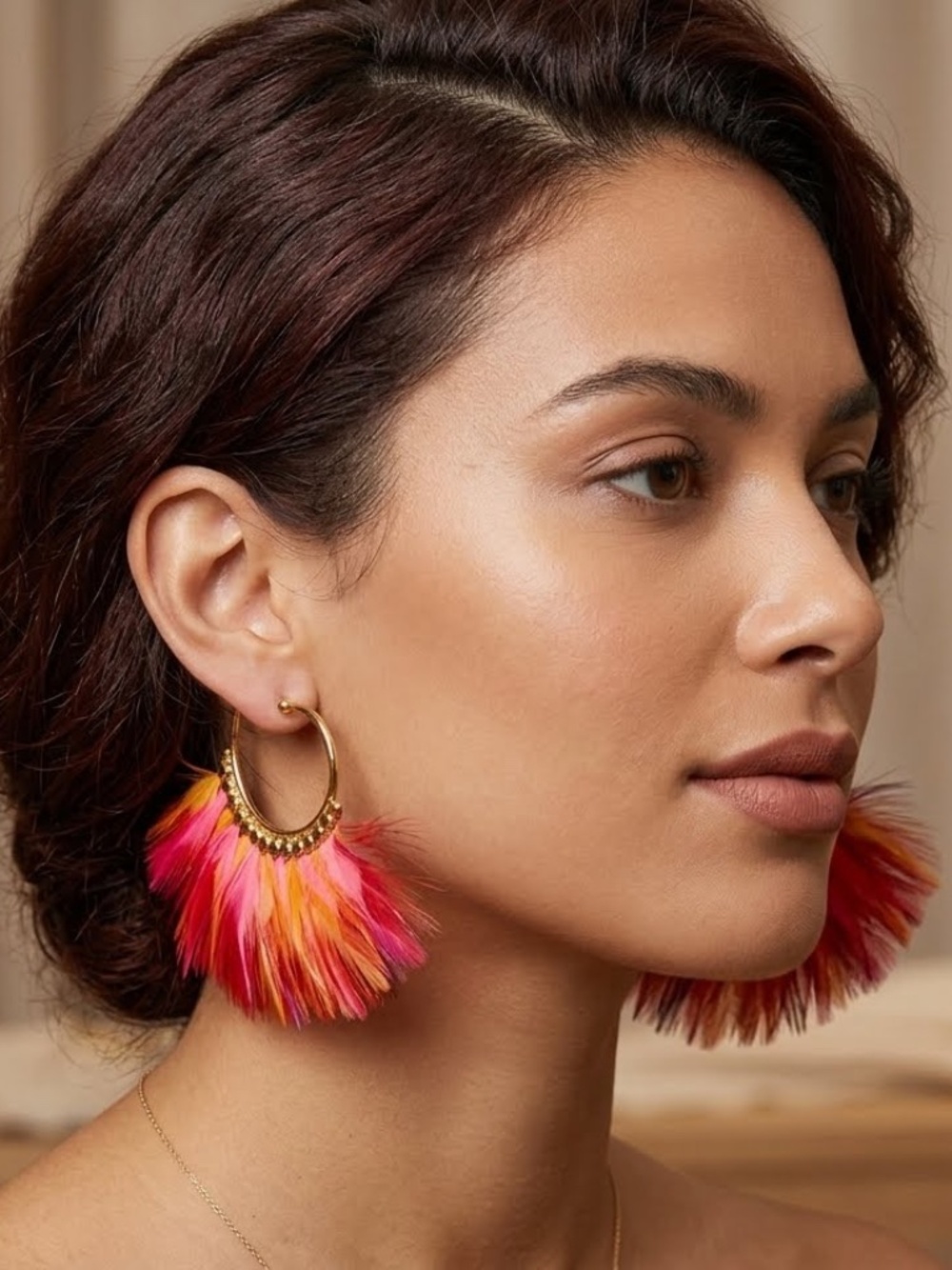 Gas Bijoux Buzios Feather Hoop Earrings | 24K Gold-Plated | Handmade in France